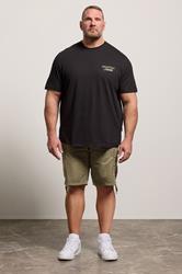 JACK & JONES Big & Tall Olive Green Mid Rise Cargo Shorts | BadRhino 1