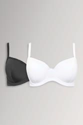 YOURSET 2 PACK Curve Black & White Lace Trim T-Shirt Bras | Yours Clothing 3
