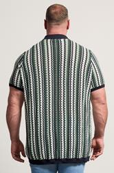 BadRhino Big & Tall Blue & Green Knitted Revere Collar Shirt | BadRhino 4