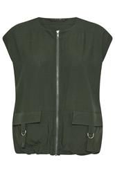 PixieGirl Petite Women's Khaki Green Cotton Gilet | PixieGirl 5