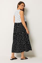 YOURS Plus Size Black & White Polka Dot Midi Dress | Yours Clothing 2