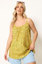 YOURS Plus Size Yellow Ditsy Floral Swing Vest | Yours Clothing 3