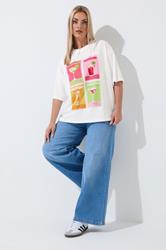 LIMITED COLLECTION Plus Size White Cocktail Graphic T-Shirt | Yours Clothing 1