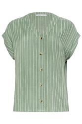 M&Co Green Stripe Print Short Sleeve Blouse