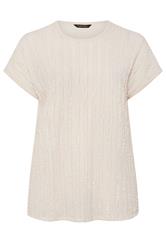 EVANS Curve Ivory White Textured Front Top
