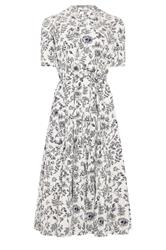 PixieGirl Petite Women's White Floral Cotton Tiered Maxi Dress | PixieGirl 5