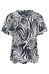 EVANS Plus Size Navy Blue Leaf Print Pleat Front Top | Evans  5
