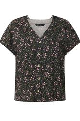 M&Co Petite Berry Purple Ditsy Floral Print Button Front Blouse | M&Co 5