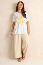 EVANS Plus Size White Lemon Print Graphic T-Shirt | Evans 2