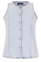 YOURS Curve Bleach Blue Denim Longline Waistcoat