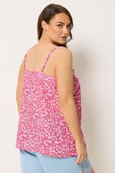 YOURS Plus Size Pink Floral Print Button Cami Vest Top | Yours Clothing 2