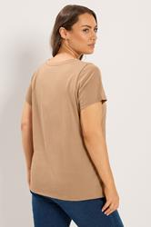 YOURS Plus Size Natural Brown Core Basic T-Shirt | Yours Clothing 2