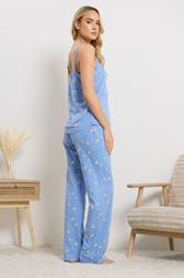 LTS Tall Women's Blue Starfish Print Cotton Wide Leg Pyjama Set | Long Tall Sally 2