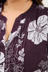 YOURS Plus Size Purple Floral Pintuck Top | Yours Clothing 4