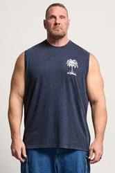 BadRhino Big & Tall Navy Blue Acid Wash Graphic Vest | BadRhino 1