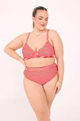 LIMITED COLLECTION Plus Size Red Stripe Bikini Top | Yours Clothing 1