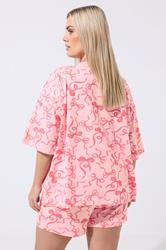 LIMITED COLLECTION Plus Size Pink Bow Pyjama Set | Yours Clothing 2