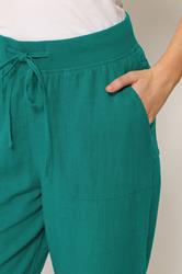 M&Co Teal Green Cropped Linen Trousers | M&Co 4