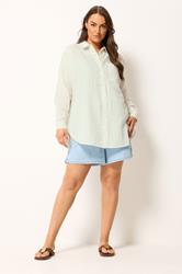 YOURS Plus Size Ivory White Stripe Button Shirt | Yours Clothing 2