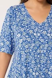 YOURS Plus Size Blue Ditsy Floral Swing Top | Yours Clothing 4