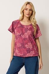 M&Co Berry Purple Patchwork Print Top | M&Co 1