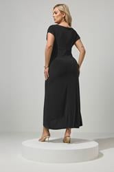 YOURS LONDON Plus Size Black Gather Detail Dress | Yours Clothing 2