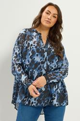 YOURS Plus Size Blue Animal Pleated Back Blouse | Yours Clothing 3