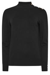 M&Co jersey de cuello alto negro con botones