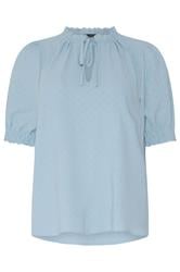 M&Co Blue Pastel Tie Neck Frill Sleeve Blouse
