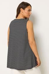 YOURS Plus Size Black Stripe Soft Touch Swing Vest Top | Yours Clothing 2