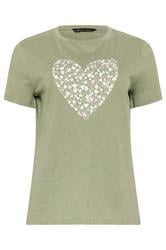 M&Co Green Heart Graphic Print Cotton T-Shirt