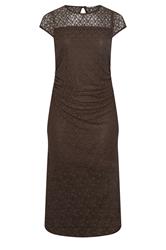 YOURS LONDON Maxikleid in Schokobraun aus Spitze