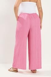 YOURS Plus Size Pink Striped Wide Leg Trousers | Yours Clothing 2