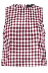 PixieGirl Petite Women's Burgundy Red Cotton Gingham Top | PixieGirl  6