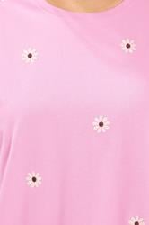 YOURS Plus Size Light Pink Embroidered Daisy T-Shirt | Yours Clothing 4