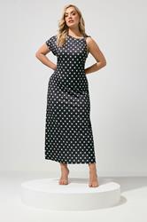 YOURS LONDON Plus Size Chocolate Brown Polka Dot Buckle Detail Dress | Yours Clothing 3
