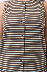 LIMITED COLLECTION Plus Size Brown Stripe Button Waistcoat | Yours Clothing 4