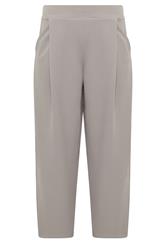 PixieGirl Petite Women's Grey Crinkle Barrel Leg Trousers | PixieGirl 5