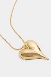 Gold Tone Long Polished Heart Charm Necklace |Yours Clothing 2