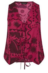 LIMITED COLLECTION Plus Size Berry Red Summer Print Waistcoat | Yours Clothing 5