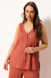YOURS Plus Size Orange Textured Waistcoat | Yours Clothing 3