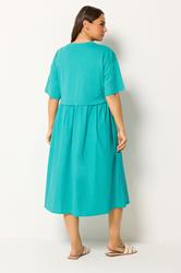 YOURS Plus Size Turquoise Blue Poplin T-Shirt Midi Dress | Yours Clothing 2