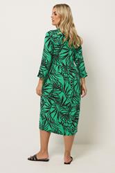 YOURS Plus Size Green Leaf Print Midi Dress | Yours Clothing 2