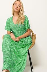 M&Co Green Floral V-Neck Maxi Dress | M&Co 1