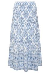 M&Co Blue Tile Print Tiered Maxi Skirt | M&Co 5