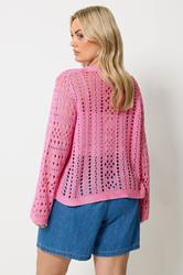 YOURS Plus Size Pink Chunky Knit Cardigan | Yours Clothing 2