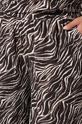 YOURS Plus Size Brown Zebra Crinkle Wide Leg Trousers | Yours Clothing 4