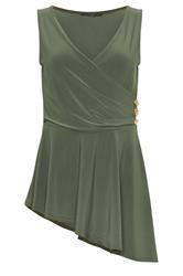STAR Khaki Green Metal Detail Wrap Top