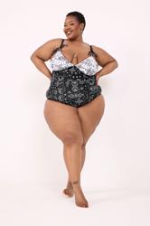 YOURS Plus Size Black Bandana Tie Swimsuit | Yours Clothing 2