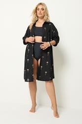 YOURS Plus Size Black & Gold Palm Tree Shirt Dress | Yours Clothing 1